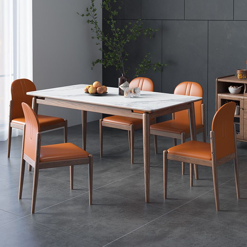 Modern Kitchen Dining Room Set with Sintered Stone Top and Solid Wood Base Dining Furniture