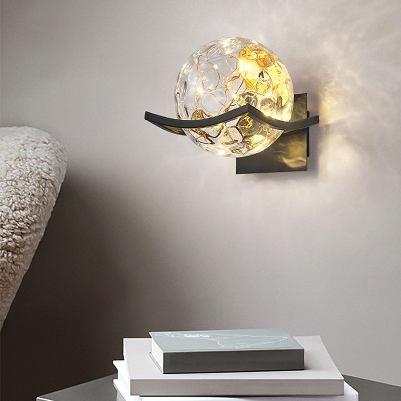 Modern Minimalist Style Wall Lamp Creative Round Glass Bedside Wall Lamp
