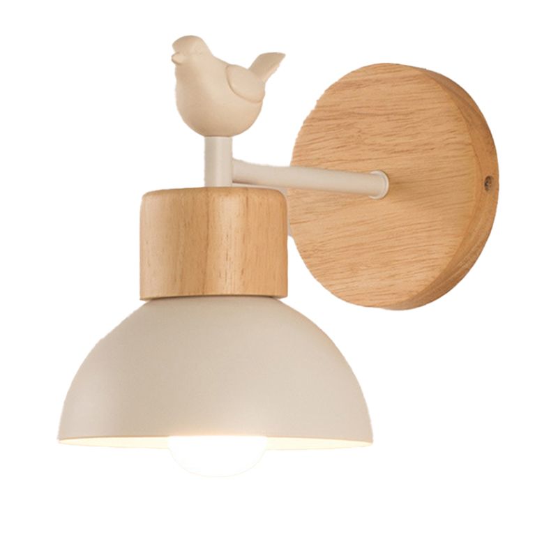 Dome Shape Wood Wall Light Modern Style 1 Light Wall Light Sconce