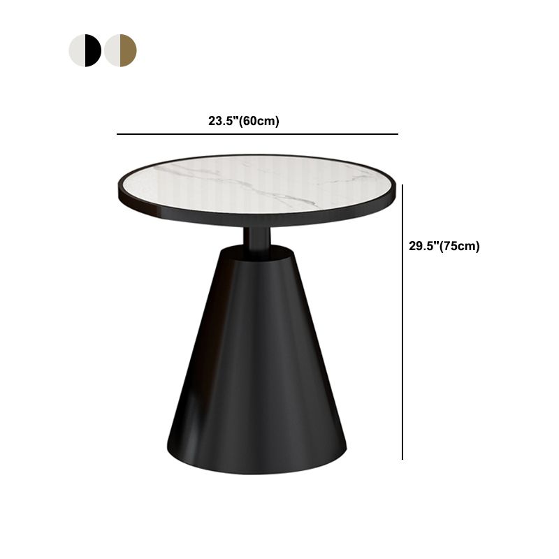 Contemporary Round Slate Top Side Table Metal Pedestal End Table