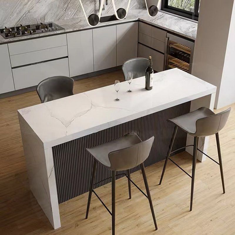 Glam Style Rectangle Bar Table White Colour Faux Marble Bar Dining Table