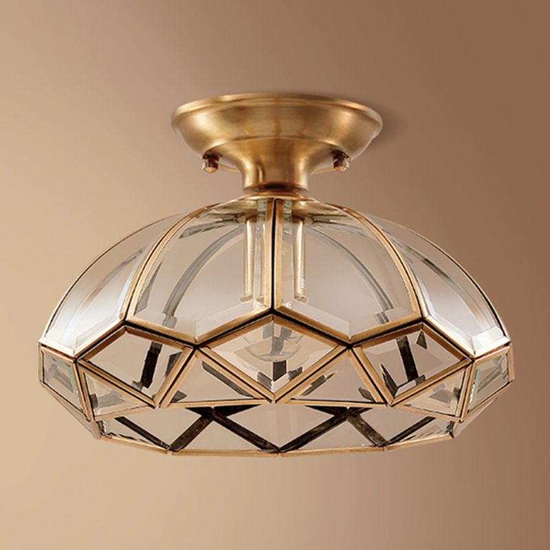 Shaded Close to Ceiling Light Vintage Style Glass Ceiling Flush Mount
