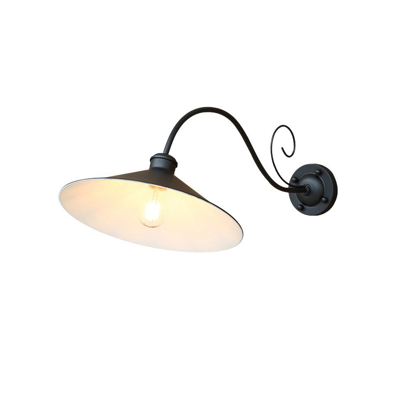 Schwarze Lampenschattenwandbeleuchtung rustikaler Metall 1 Kopf Außenwandhalterung mit Arm