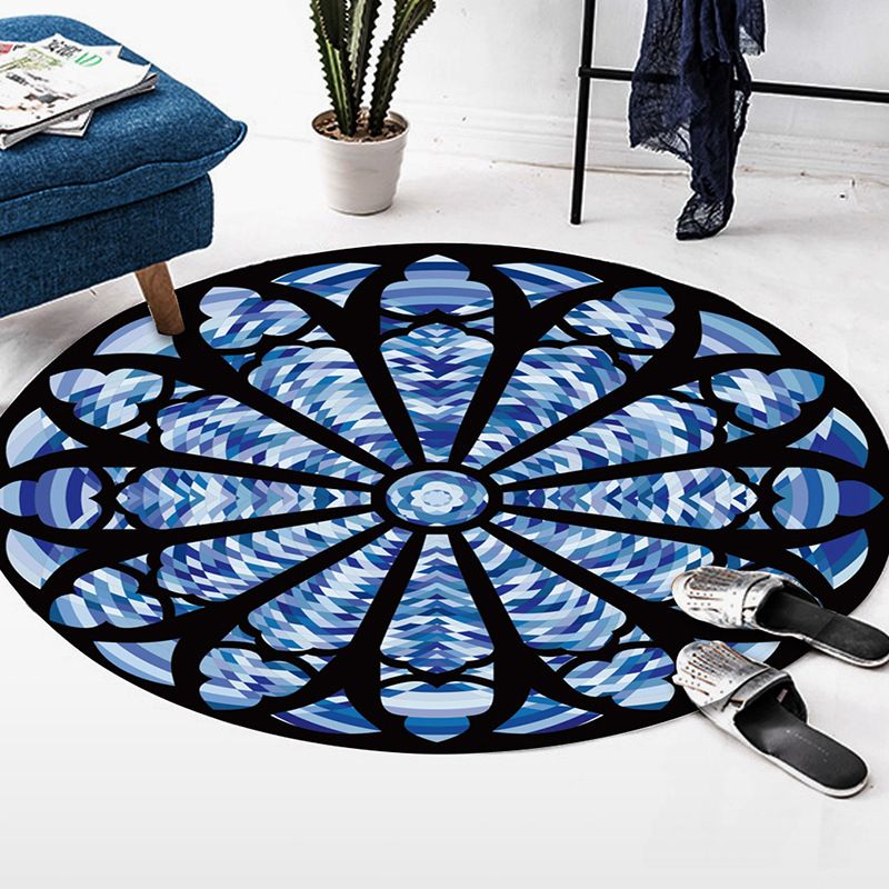 Art Deco Moroccan Rug Multi-Colored Mandala Rug Pet Friendly Machine Washable Anti-Slip Rug for Bedroom