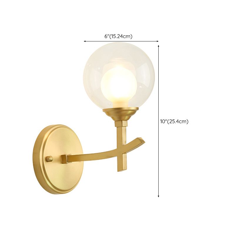 Modern Style Ball Shade Wall Light Glass 1 Light Sconces in Gold for Aisle