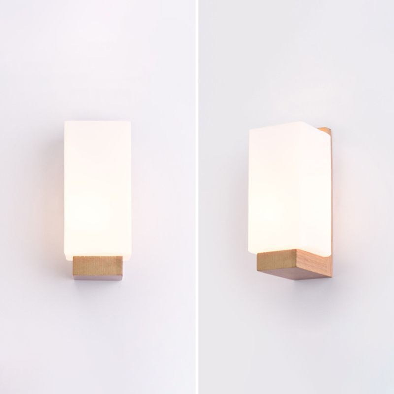 Luz de pared de color de registro de vidrio en la lámpara de pared rectangular de madera de estilo conciso moderno para espacios interiores