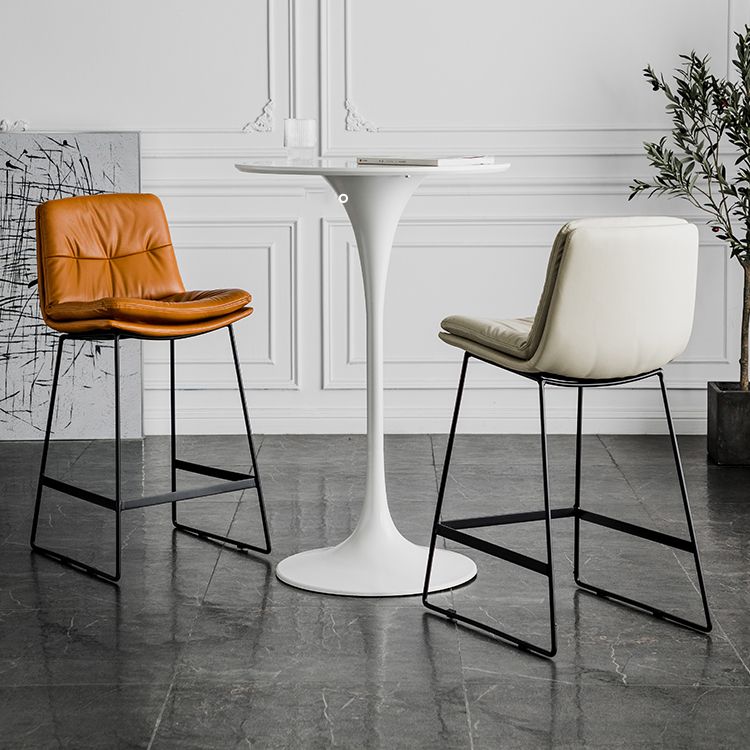 Coffee Shop Low Back Scandinavian Stool Matte Finish Upholstered Bar Stools