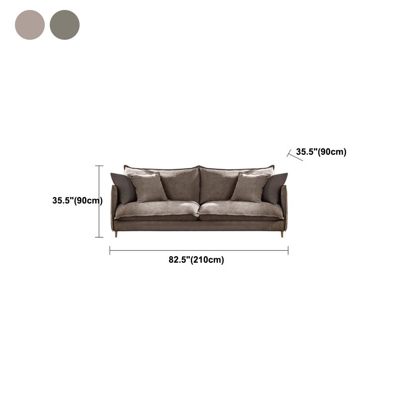 Linen Square Arm Sofa & Chaise with Reversible Modern Cushions Loose Back Sofa