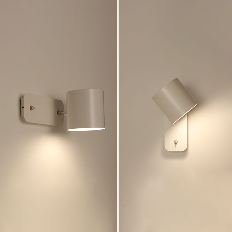Nordic Style Iron Wall Light Cylinder Shape Rotatable Wall Lamp for Living Room