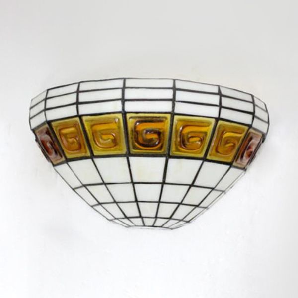 Bowl Wall Lighting Traditional 1 Light Stained Glass Wall Sconce Light for the Staircase