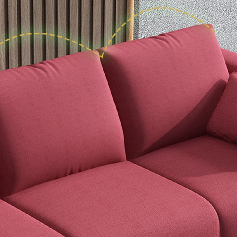 Loose Back Linen Square Arm Modern Sofa with Slipcover for Living Room