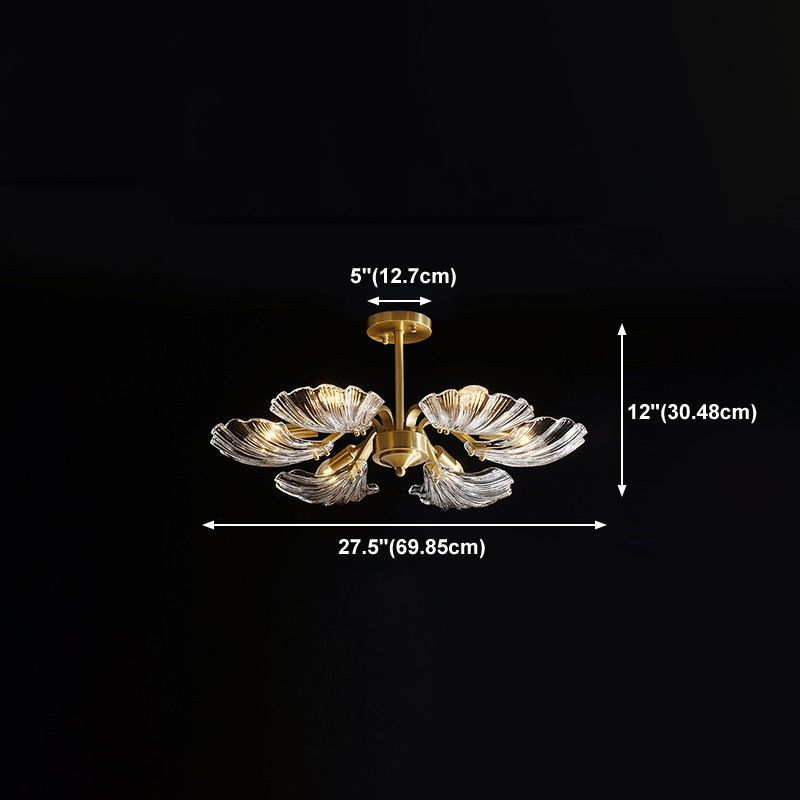 Glass Metal Contemporary Chandelier Gold Pendant Lighting for Living Room