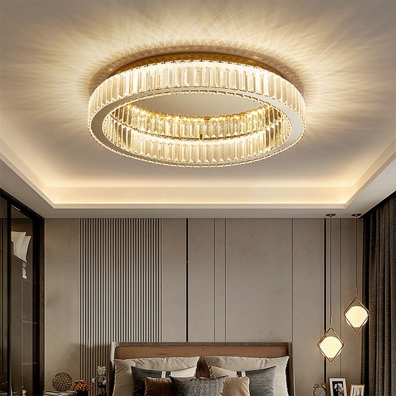 Roestvrij-staal ronde LED plafond licht in moderne luxe stijl kristal plafond armatuur in goud