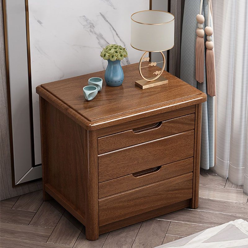 Solid Wood Bed Nightstand Traditional Night Table with 2 Drawers