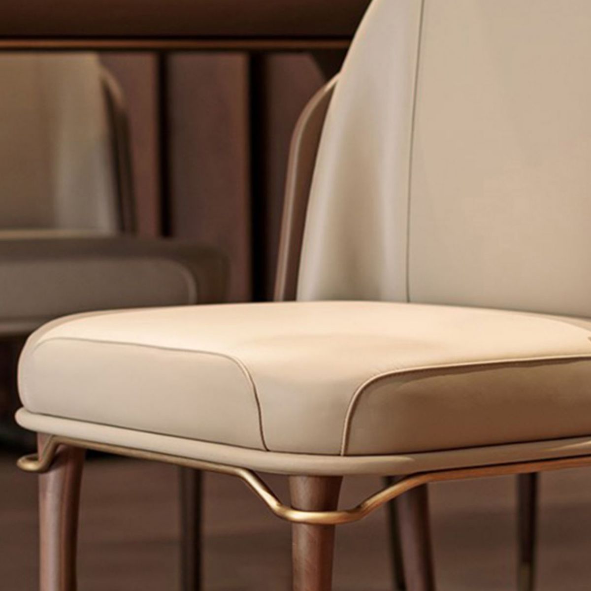 Solid Back Chair Scandinavian Design Armless Leather Dining Chair