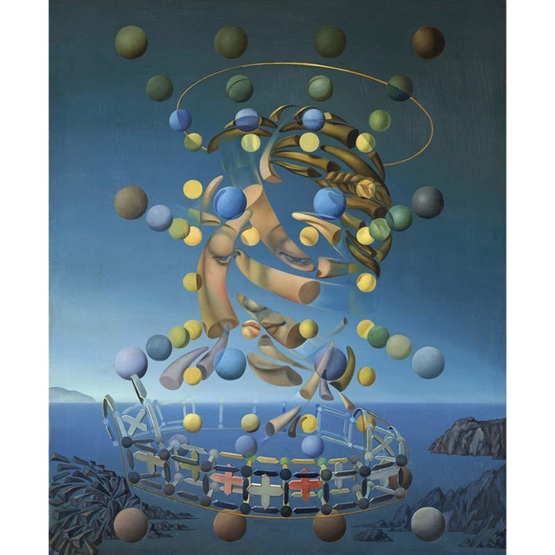 Full Size Dali Artwork Mural for Hallway the Maximum Speed Of Raphaels Madonna Wall Decor in Blue, Washable
