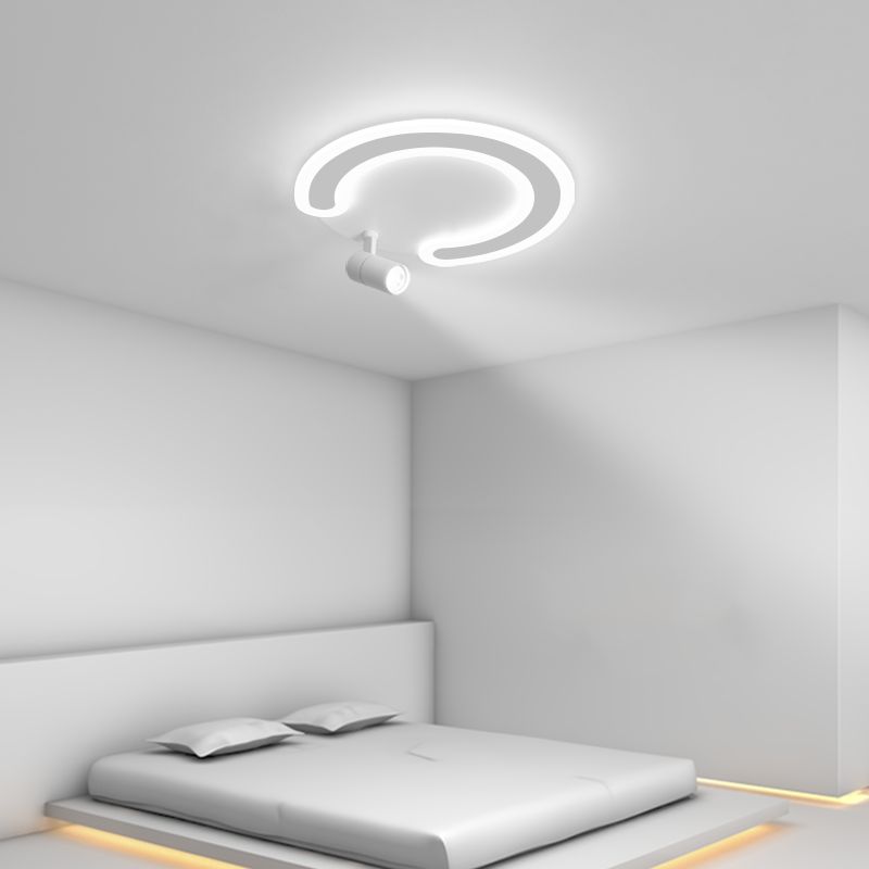 Plafonnier LED blanc avec spots, luminaire décoratif de plafond, idéal pour le salon