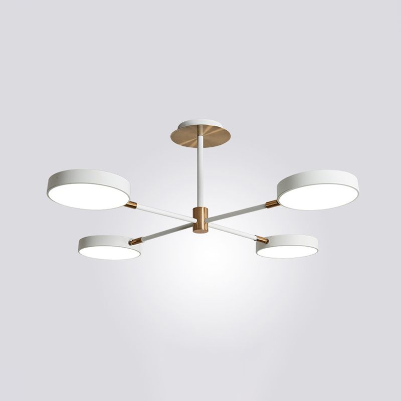Acrylic Drum Pendant Chandelier Contemporary Suspension Lighting Fixture with Sputnik Design