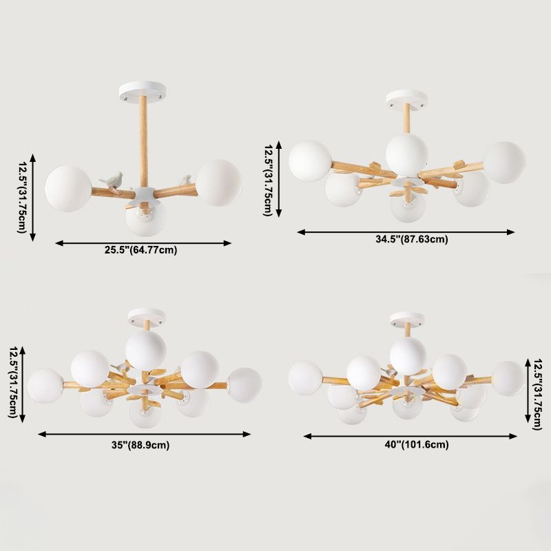 Moderner Stil hölzerne Kronleuchter Decke Hängende Leuchte mit kleinem Vogel