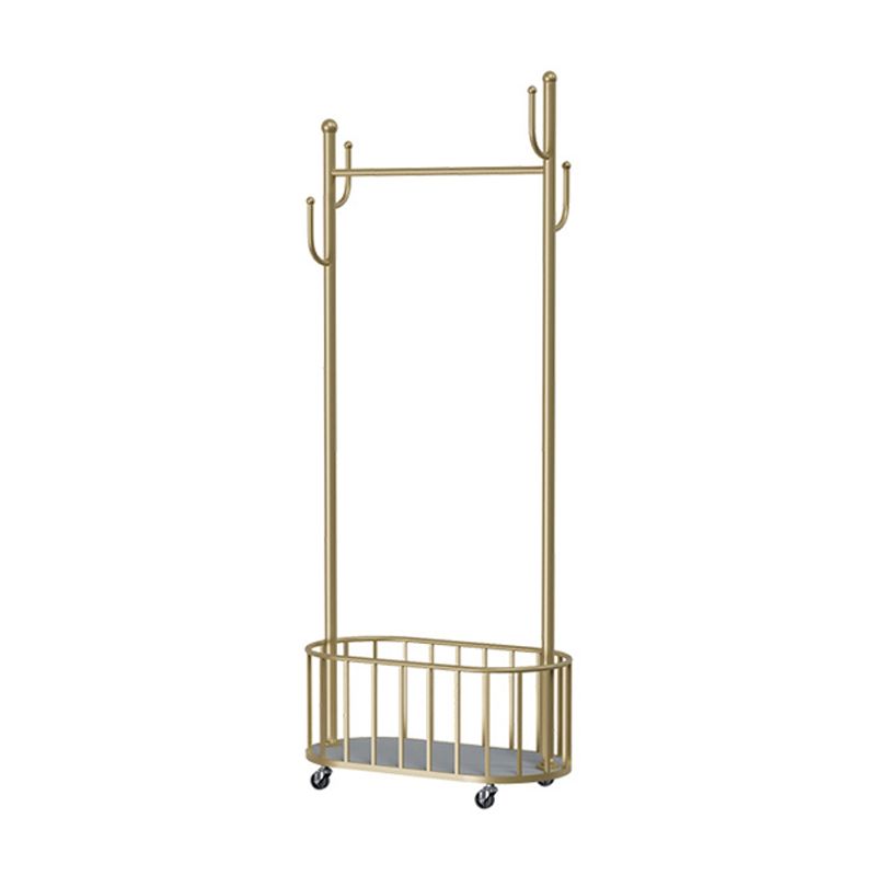 Classic Metal Clothes Hanger Basket Storage Free Standing Coat Rack with Castors