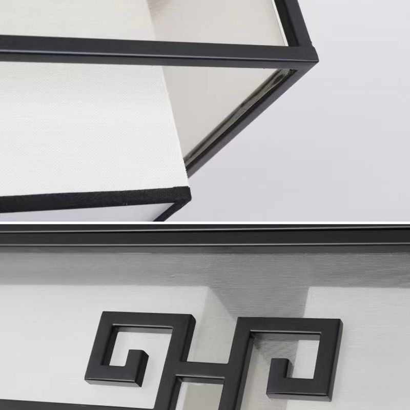 Fabric Geometric Shape Flush Mount Light Modern Multi Lights Flush Mount Fixture in Balck