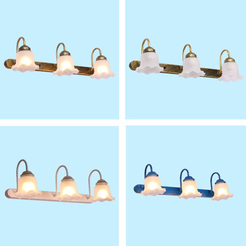 Gooseneck Vanity Mirror Lights American Pastoral Style Glass 3 Bulb Vanity Light
