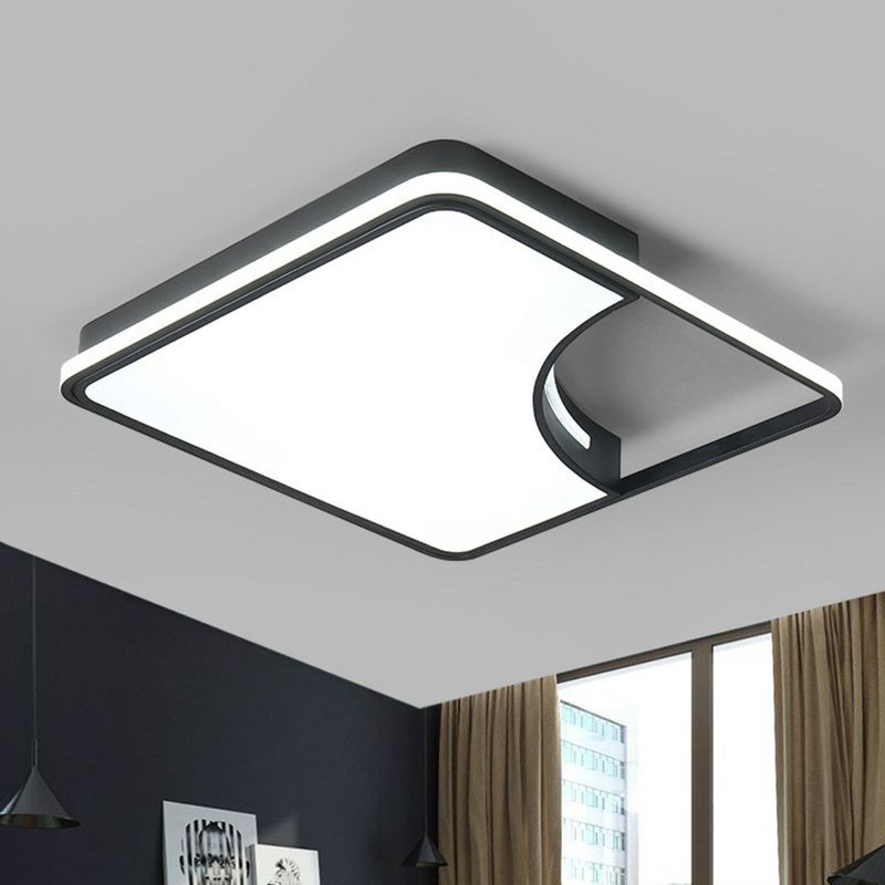 Plafonnier encastré carré moderne chambre en métal LED encastré luminaire, noir