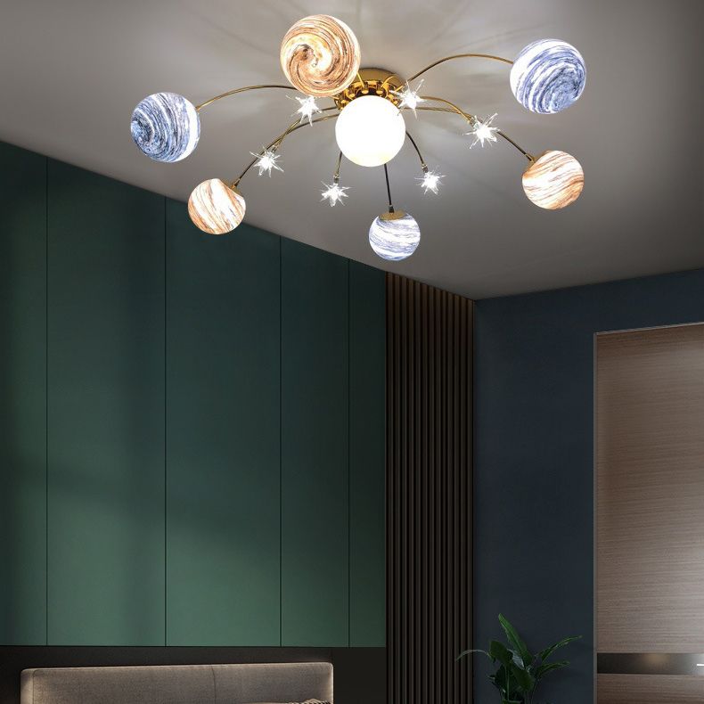 Modern Ceiling Light Glass Shade Flush Mount Lighting Fixture for Bedroom