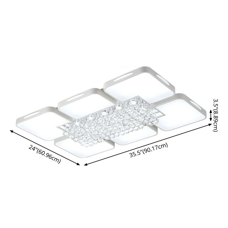 Geometría blanca LED semiincrustado estilo moderno y de lujo lámpara de techo interior de cristal, con pantalla de acrílico