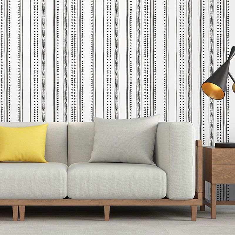 Modern Wallpaper Roll for Home Decoration with Dotted Lines Pattern in Soft Grey, Peel and Stick, 29.1 sq ft.