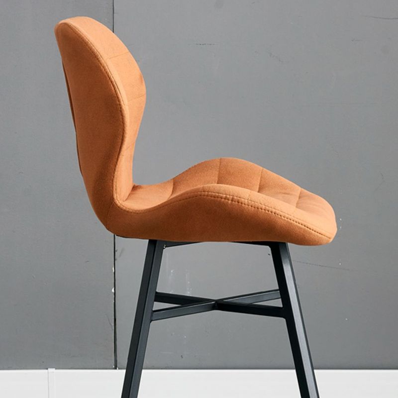 Contoured Seat Upholstered Low Back Bar Stools with Metal Base