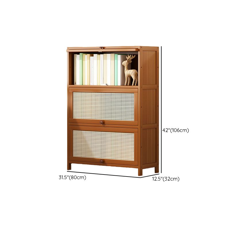 Bamboo Contemporary Bookshelf Standard Bookcase with Cabinets