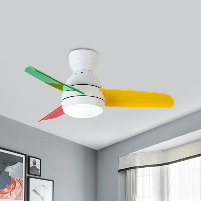 33,5 "W zeitgenössischer Kreis Hanges Lüfter Leichter Acrylwand/Fernbedienungskontrolle LED Semi Flushmount in Schwarz/Weiß/Rosa für Schlafzimmer, 3 Klingen