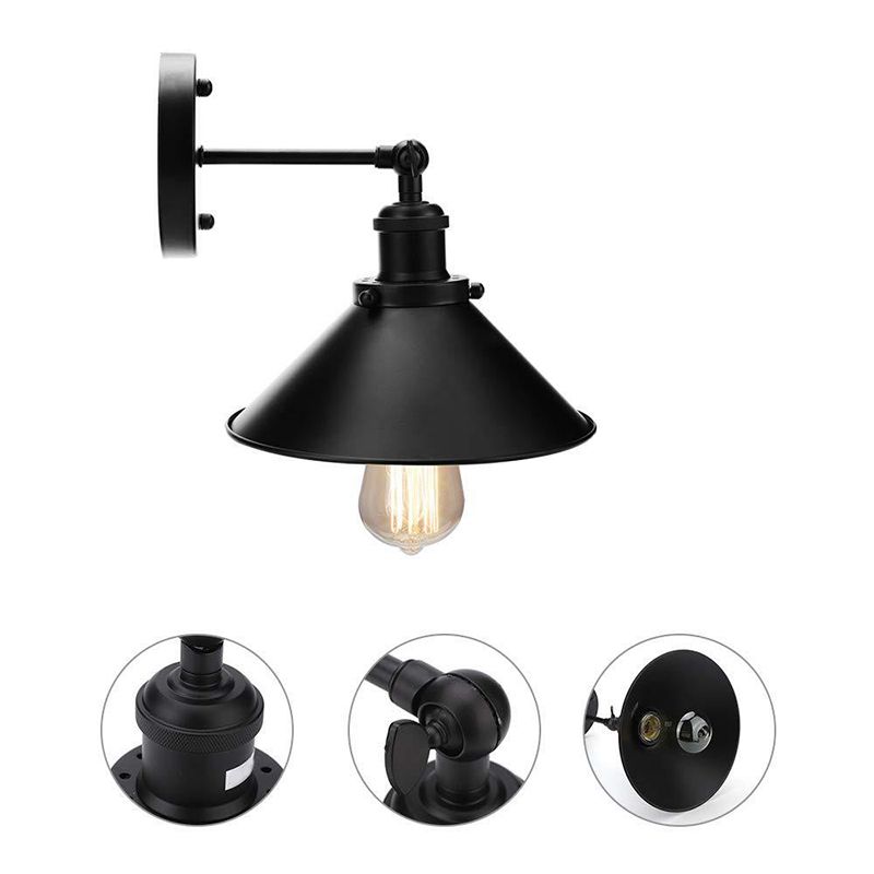 CONIC Shade Nacht Lesen Wandlampe Vintage Metall 1/2-Kopf-Schwarz Rotatable Wandhalterung Leuchte