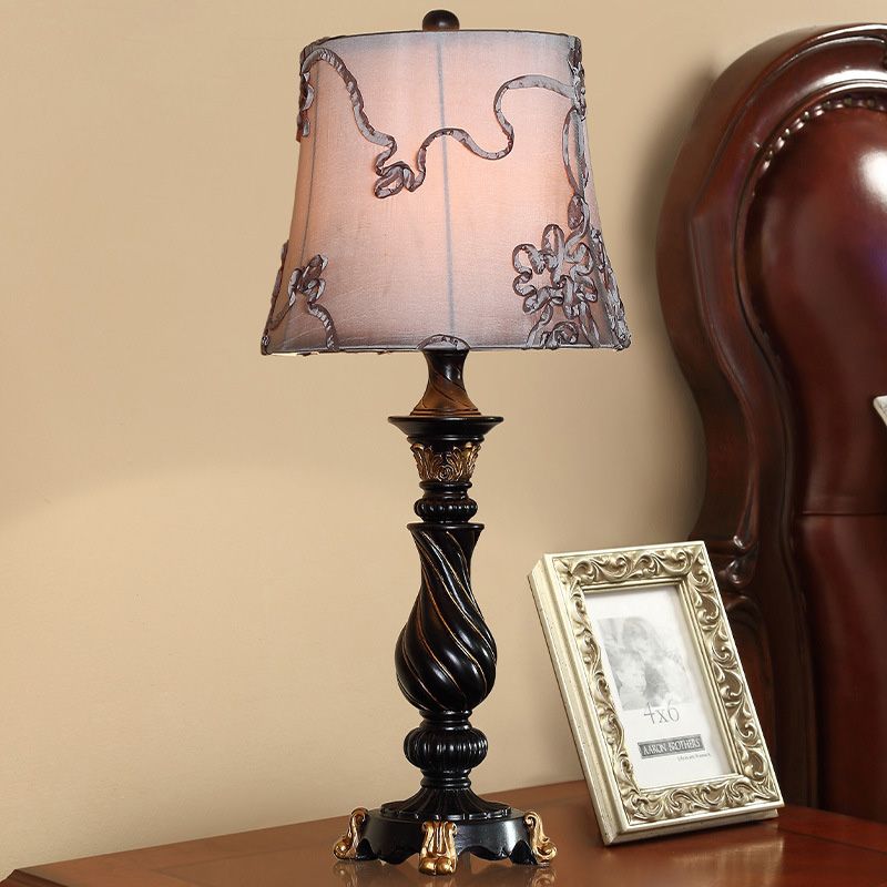 Lampada da comodino a testa a testa a testa di tamburi classici in nero con base con base blaster con base blaster
