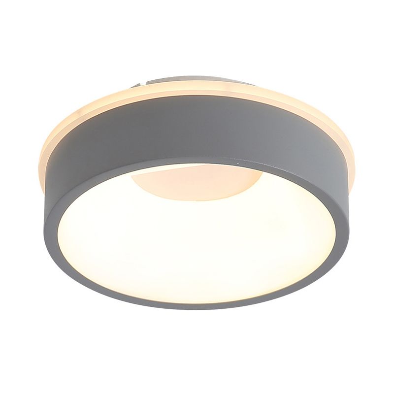 Nordic Hollowed Triangle/Round/Square Flush Lamp Metallic LED Foyer Ceiling Mounted Light in Grey/White