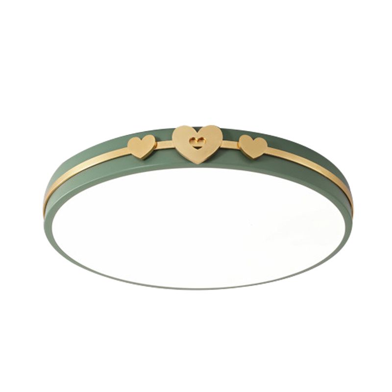 Noordse cirkelvormige spoellamp Acryl LED Slaapkamer Spoelverlichting in wit/zwart/grijs met goud liefdevolle hart deco