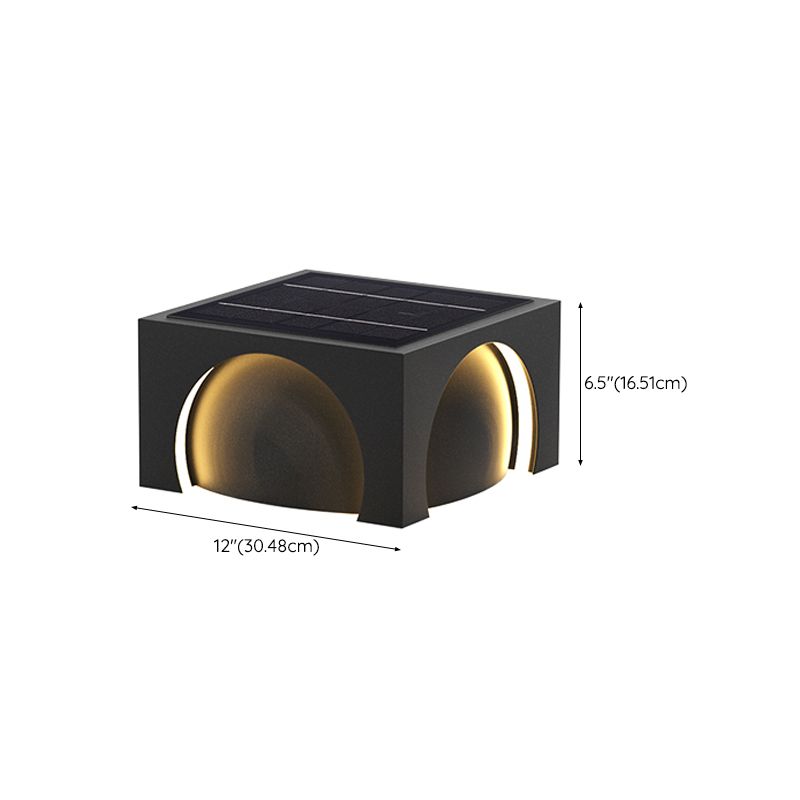 Square Contemporary Waterproof Pillar Light in Black for Courtyard