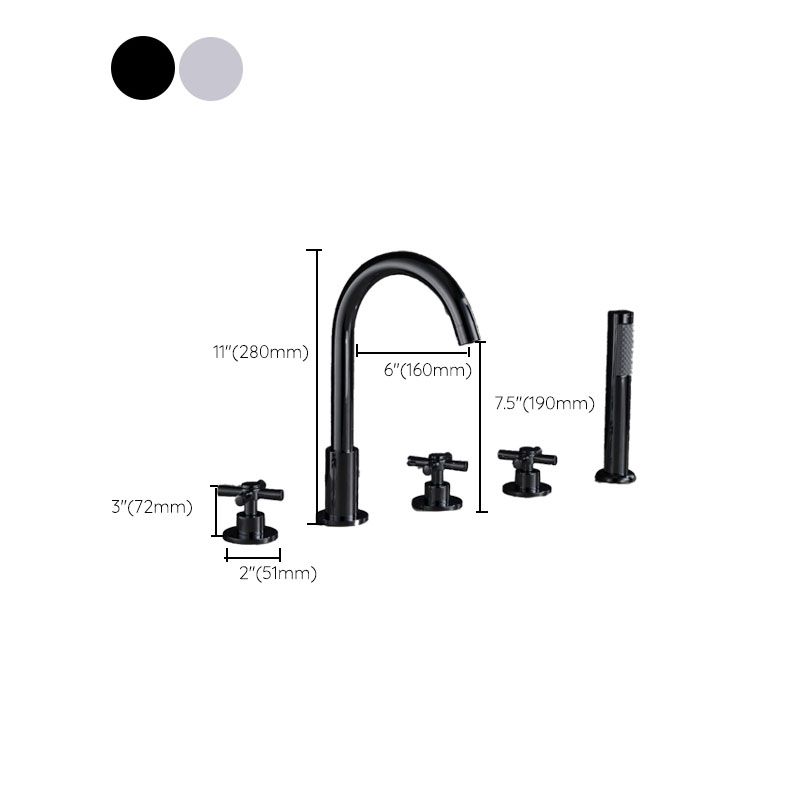 Contemporary Bathroom Faucet Deck Mounted Copper Low Arc Swivel Roman Tub Faucet Set