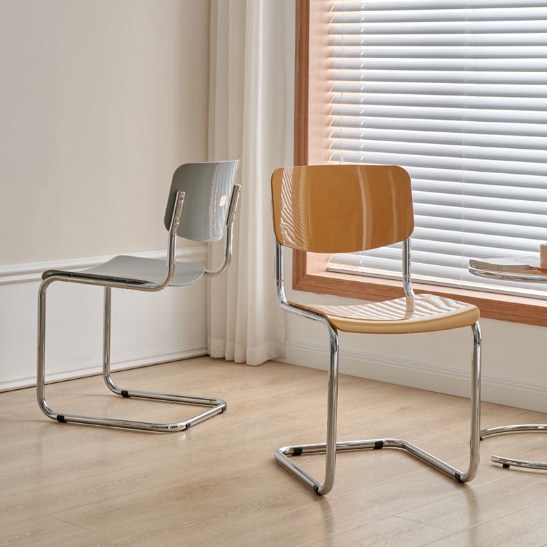 Contemporary Dining Room Silver Leg Open Back Armless Dining Chair