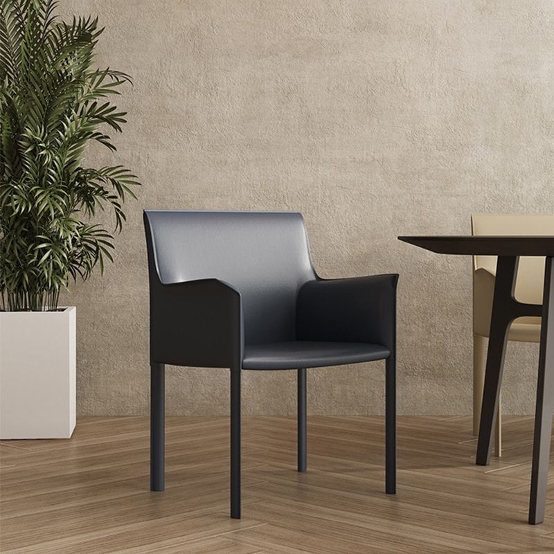 Modern Style Arm Chair Leather Solid Back Dining Chair for Home Use
