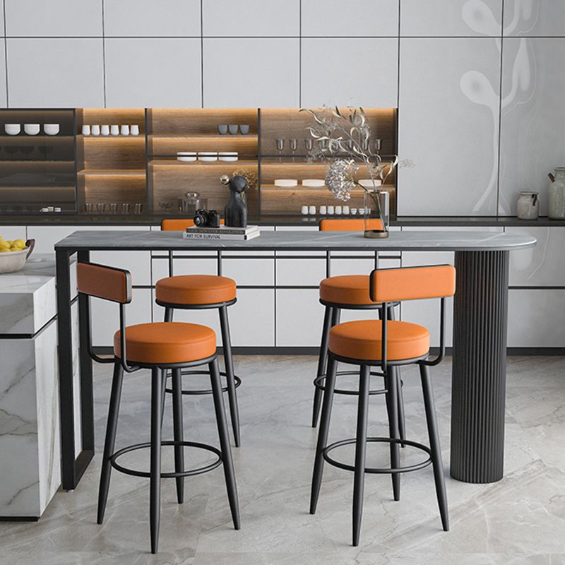 Industrial Stone Pub Dining Set 1/5 Pieces Counter Table with Upholstered Stools