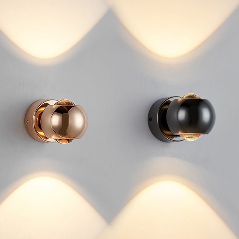 LED Modern Metal Wall Sconce Ball Shape Wall Light with Glass Shade for Bedroom