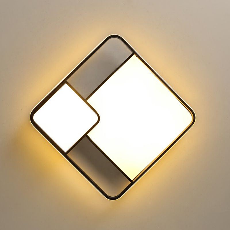Minimalistische Art Deckenhalterung Licht Schwarz Quadrat LED Flush Licht mit Acryl Schatten