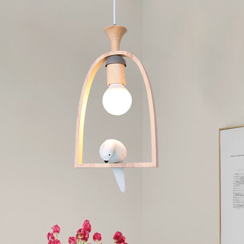 Pendante à cage à oiseaux en bois avec Pigeon Cafe 1 PEPLE PRENDANT RUSTIQUE CHEAUX