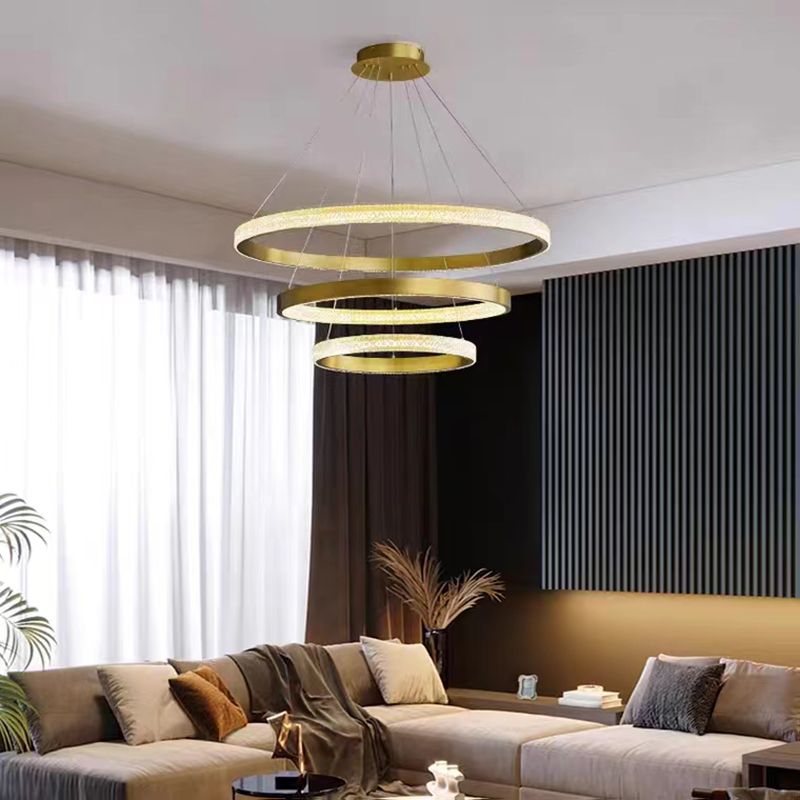 Multi Lights Circle Pendant Chandelier Modern Style Metal Hanging Lamps