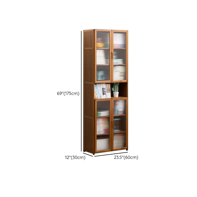 Contemporary Closed Back Bamboo Bookshelf Acrylic Bookcase with Cabinets