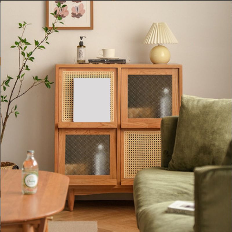Modern & Contemporary Cabinet Square Glass Paned Bar Pulls Straight Legs Accent Cabinet