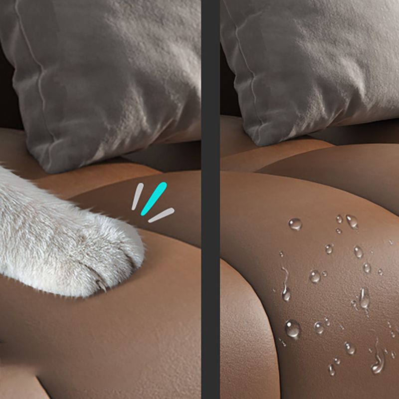 American Traditional Faux Square Arm Sectionals 37.4"High Leather Cushions Sofa,Dark Brown