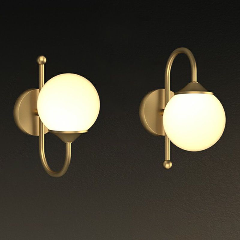 Minimalistische kogel LED Wandlamp Paksel Cream Glass Diner Room Wand SCONCE LICHT IN GOUD